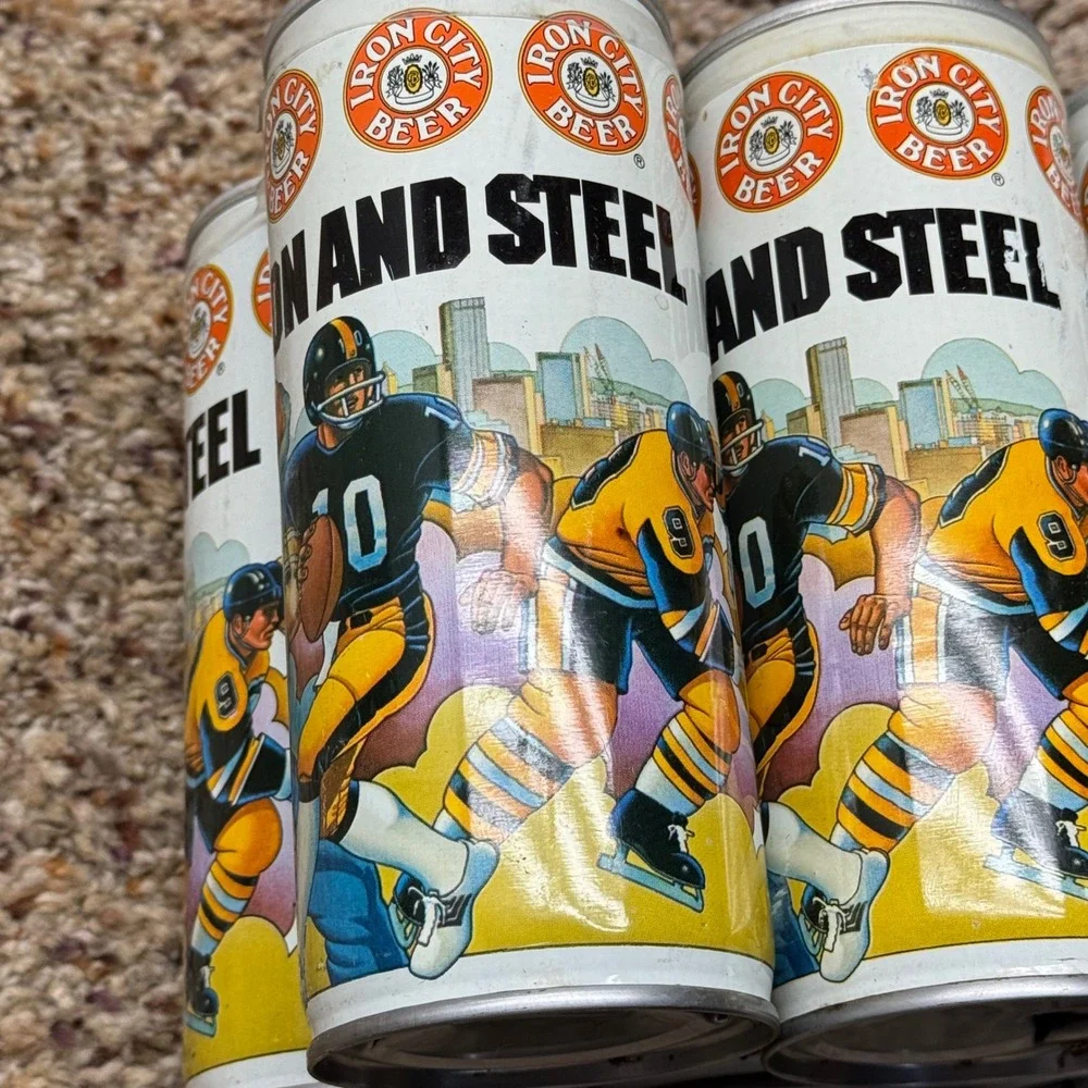 Vintage Iron City Beer Iron and Steel Cans 16oz Pittsburgh Sports Set of 6